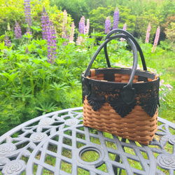 Coconut Palm Frond Weaving ペーパーバッグ　中古本 Tube Basket frill × Fake Leather E.GREEN