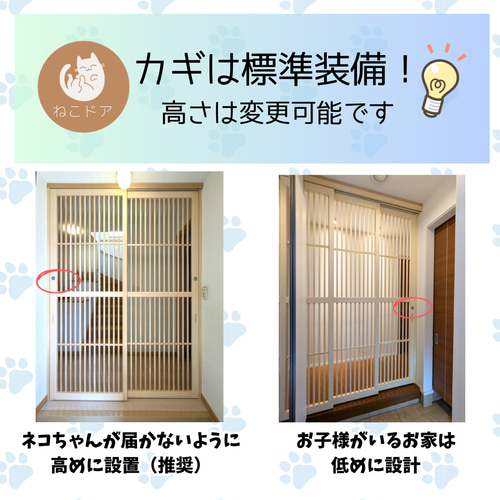 猫脱走防止扉　枠付間仕切 Amazon | にゃんがーど(シングルタイプ)ねこ専用脱走防止扉【ねこ工房