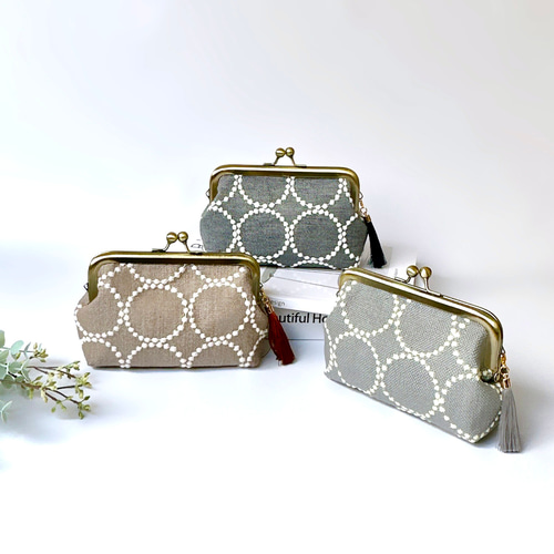 チ*マ様 ②ミナペルホネン/tambourineタンバリンベージュ×GR/がま口 チ*マ様 ②ミナペルホネン/tambourineタンバリンベージュ×GR/がま口 チ*マ