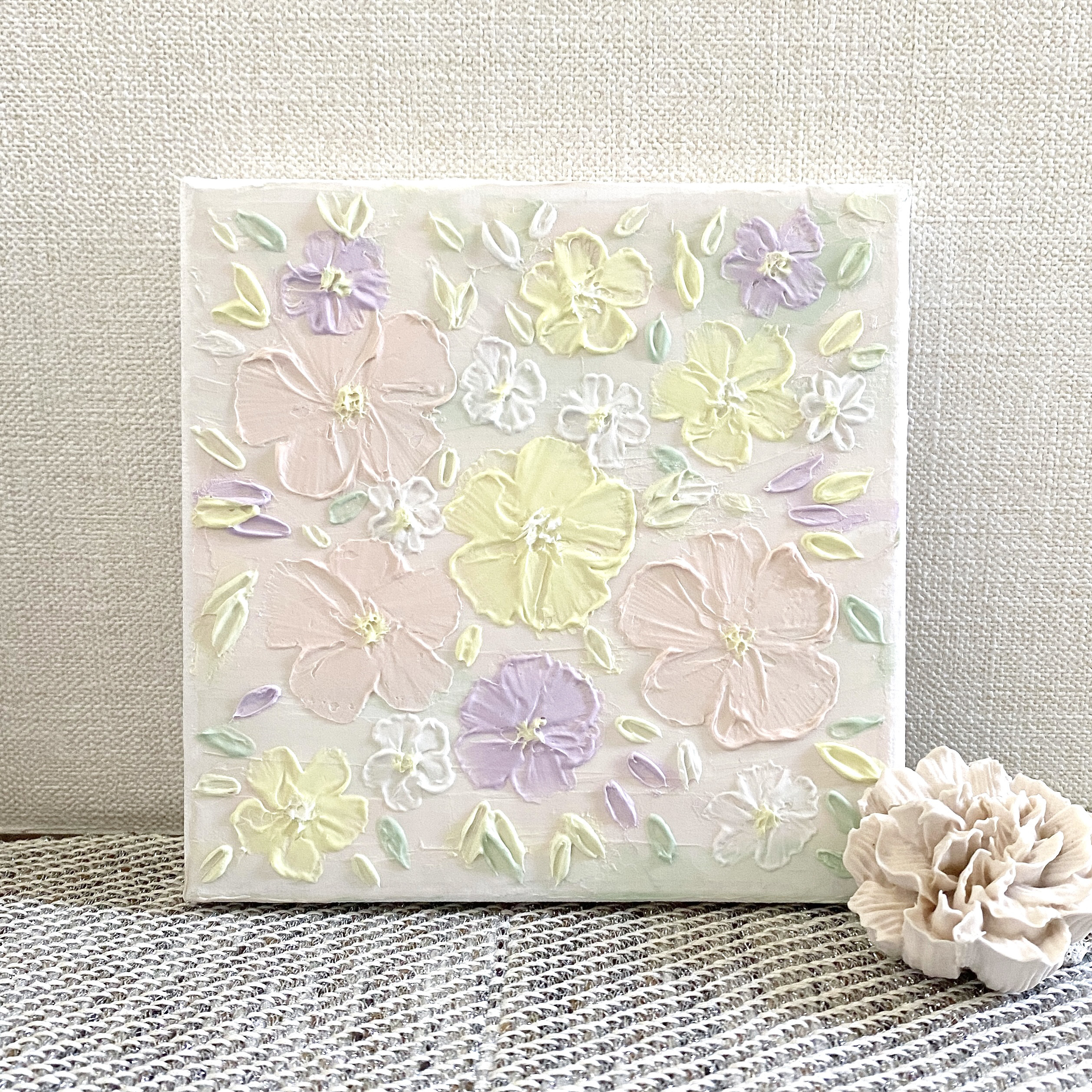 パステルカラーの花畑　テクスチャーアート