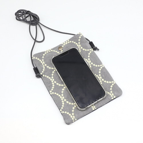 ★momo【スマホショルダー】ミナペルホネン タンバリン チャコール スマホショルダー ミナペルホネン タンバリン スマホポシェット