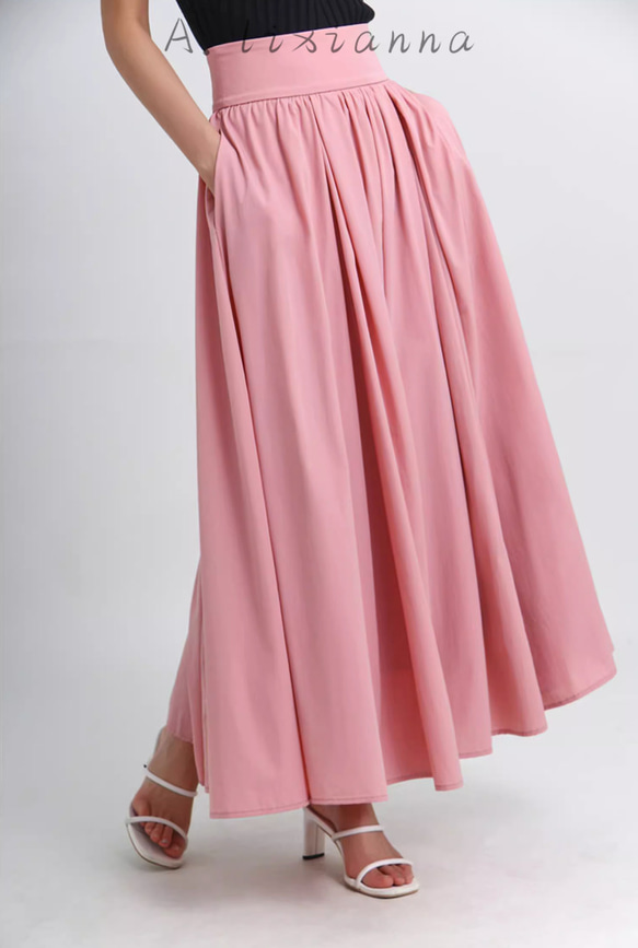 大人気.ピンクの傘スカート.ふんわり涼しげハイウエストスカート.秋冬春も上品なカラー[S--XL] 3枚目の画像