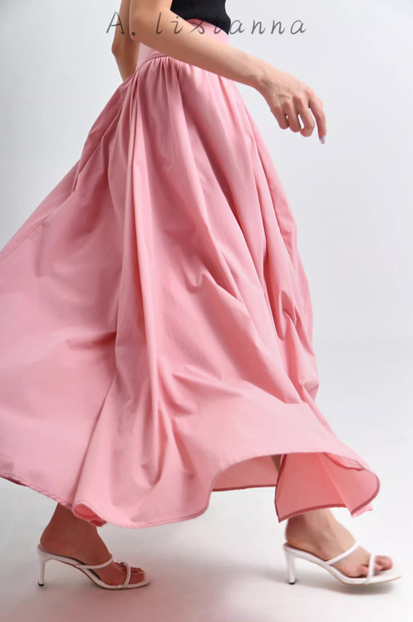 大人気.ピンクの傘スカート.ふんわり涼しげハイウエストスカート.秋冬春も上品なカラー[S--XL] 6枚目の画像