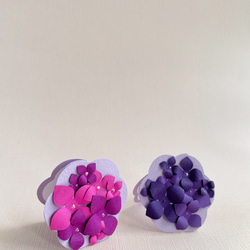 手提げ紙袋 ポケット付 持ち手リボン: 紫 紫陽花チャーム(ミニカード)付 / サブバッグ・プチギフト・ラッピング・収納 15枚目の画像