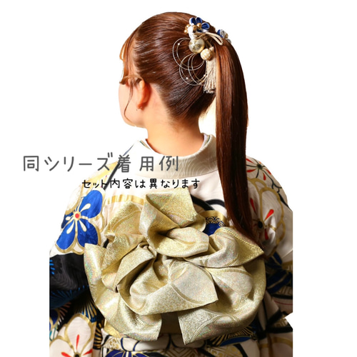 紫×金】つまみ細工 卒業式 卒業式髪飾り 袴 水引き 成人式用髪