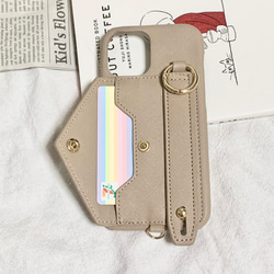 夏　ショルダーストラップ付き　ベルト＆カードポケット　スマホケース　iPhoneケース　 2枚目の画像