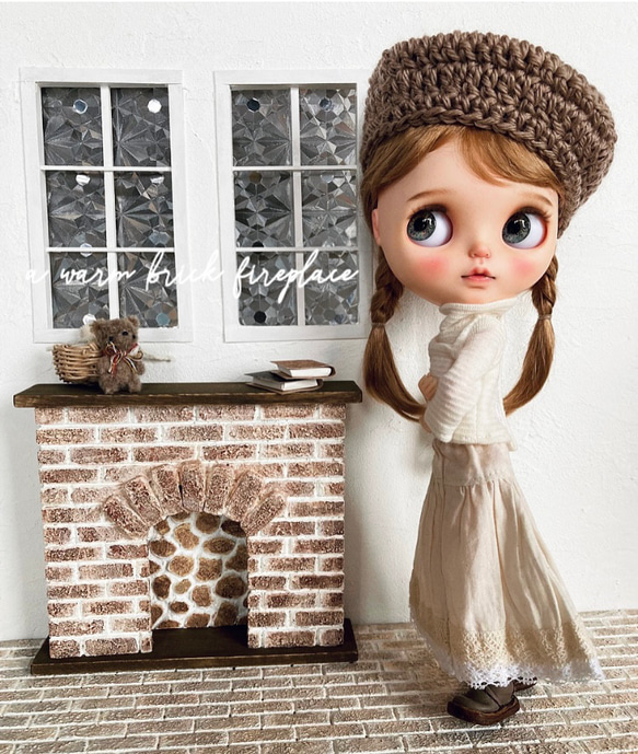 かのん様❤リクエストオーダー専用  ９月①  ブライスマントルピース 背景ボード ミニチュア ドールハウス 暖炉 マントルピース 背景ボード ブライス