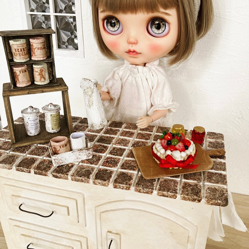 【WEB限定】 ミニチュア ドールハウス キッチン台 背景ボード カフェ 人形