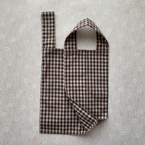 茶色いギンガムチェックのエコバッグ エコバッグ・サブバッグ tonttu