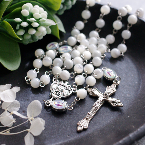 ◎K033-ロザリオ【マザーオブパール】【お値引対象品】