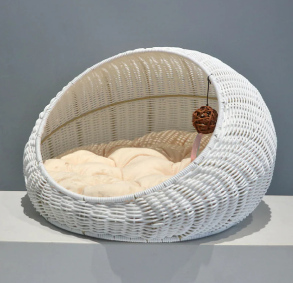 手編み猫用ラタンベッド　天然素材 8枚目の画像