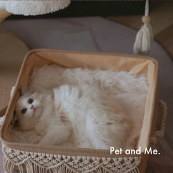 北欧マクラメ編みキャットベッド　天然麻　BOHOスタイル ハワイアン 南国 猫ねこ　猫ベッド/犬ベッド 6枚目の画像