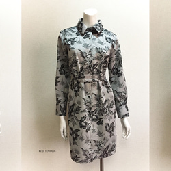 【1点もの・デザイン画付き】綿ジャガード生地シャツ型ワンピース（KOJI TOYODA） 4枚目の画像