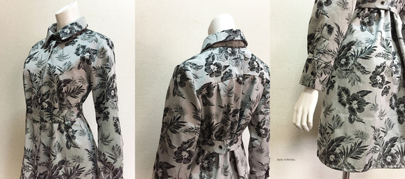 【1点もの・デザイン画付き】綿ジャガード生地シャツ型ワンピース（KOJI TOYODA） 6枚目の画像