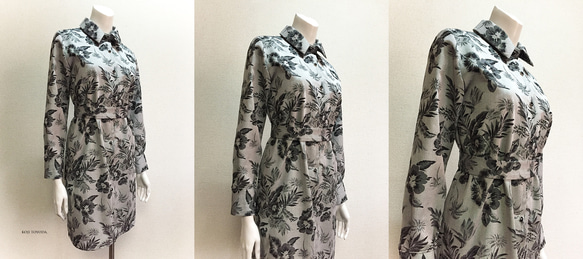 【1点もの・デザイン画付き】綿ジャガード生地シャツ型ワンピース（KOJI TOYODA） 5枚目の画像
