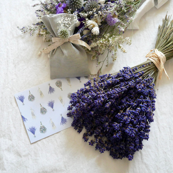 【日本／北海道ラベンダー】、富良野産濃紫ラベンダーのある暮らし3点セット◯ドライフラワー 1枚目の画像