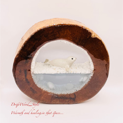 一つ限りの流木アート 流氷のゴマフアザラシ ジオラマ 流木 フィギュア インテリア レジン 置物 動物 アザラシ N2 3枚目の画像