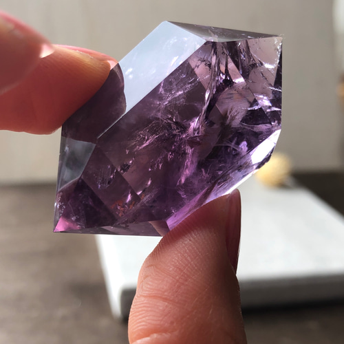 虹入り！レインボーアメジストダブルポイント⭐︎インテリアにも♪49mm