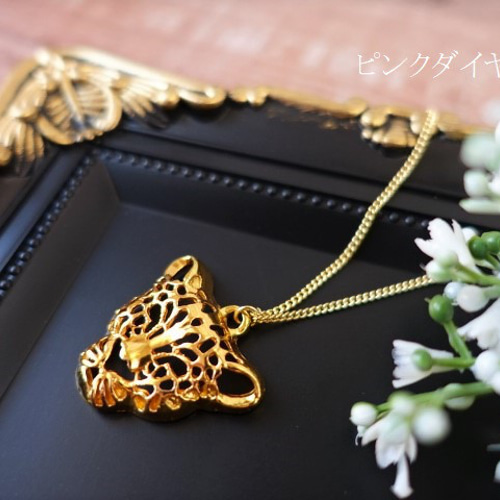 ゴールド パンサー ユニセックス レオパード ペンダント ネックレス