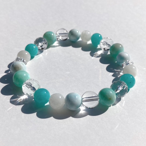 海色のお守り】ラリマー×アマゾナイト×ムーンストーン 天然石