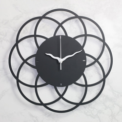 【OPUS Dongqi Metalworking】ヨーロピアンアイアンアート椿時計-咲く（ブラック）/メタル掛け時計/椿の花型 2枚目の画像