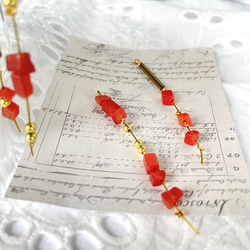 4pcs★ charm・red orange glass brunch（ガラスチャーム） 3枚目の画像