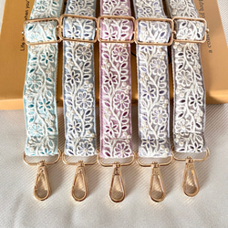 インド刺繍リボン インド刺繍リボン スマホショルダー ショルダーストラップ ショルダーベルト ブルーグレー 9枚目の画像