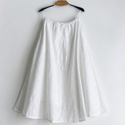 総刺繍♪フレアースカート　コットン素材　ホワイト 8枚目の画像