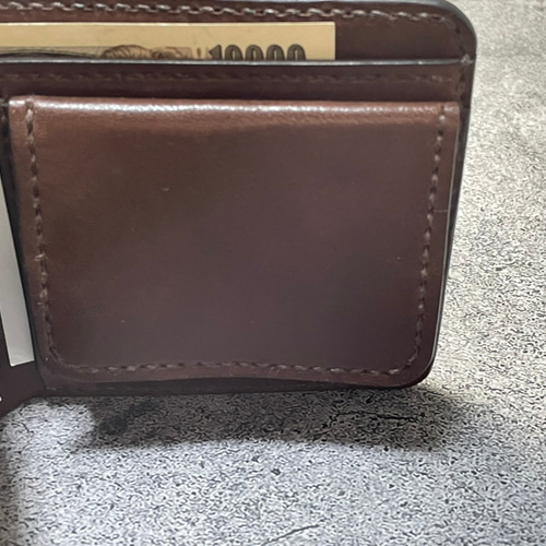 チョコさん専用 ヌメ革 二つ折り財布ファスナー小銭入れ付き LAST Drip Designs 本革 ベルトホック 二つ折り財布 小銭入れ