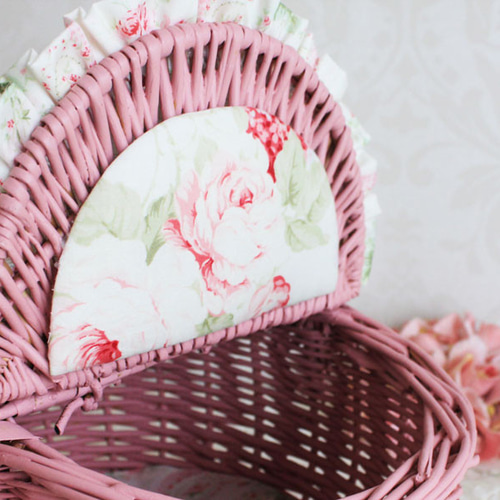 フリルピンクバスケット 薔薇柄 フリーボックス・小物入れ Rose