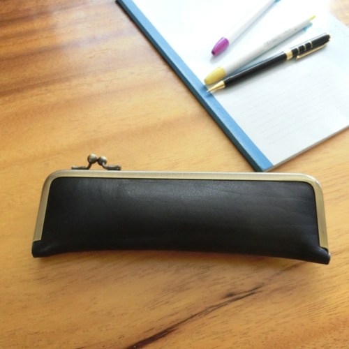 大人のレザーがま口ペンケース（ブラック） ペンケース Niger