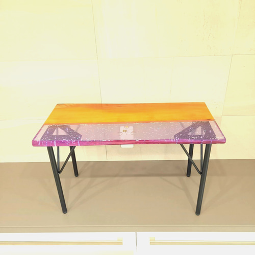 レジンローテーブル 欅 四つ葉のクローバー ハート 星 ローテーブル  