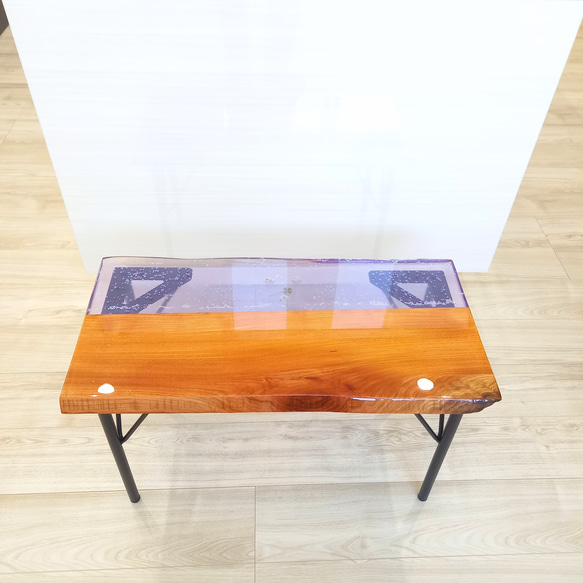 レジンローテーブル 欅 四つ葉のクローバー ハート 星 ローテーブル  