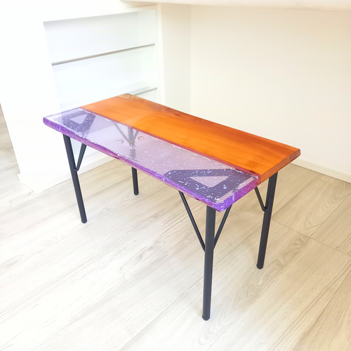 レジンローテーブル 欅 四つ葉のクローバー ハート 星 ローテーブル  