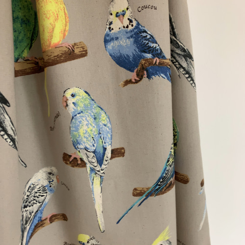 インコ柄♪マキシティアードスカート(gray)＊ ロングスカート