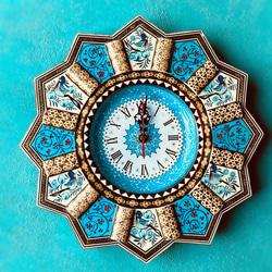 ペルシャの象嵌細工　掛時計 Mサイズ（Φ32ｃｍ）【SAAT-001】 6枚目の画像