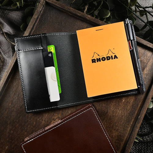 名入れ RHODIA メモ帳ケース カードケース 革 レザー 栃木レザー 名刺
