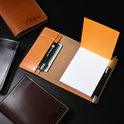 名入れ RHODIA メモ帳ケース カードケース 革 レザー 栃木レザー 名刺入れ ギフト プレゼント  敬老の日 4枚目の画像