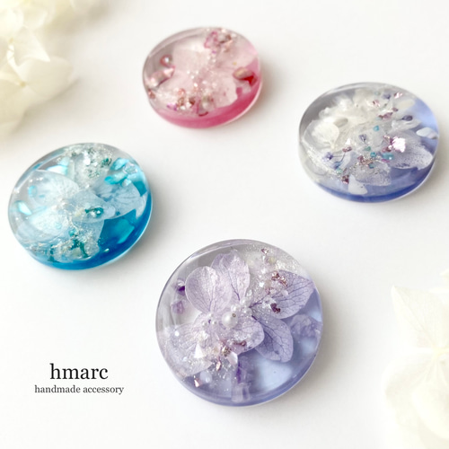 雨の花色 ／ ドライフラワー 大人 レジン ヘアゴム（ポニー