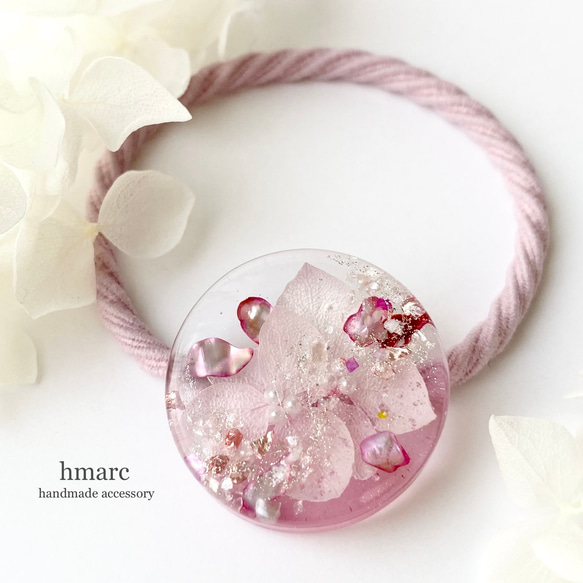 雨の花色 / ドライフラワー 大人 レジン ヘアゴム(ポニー 雨の花色 / ドライフラワー 大人 レジン ヘアゴム(ポニー