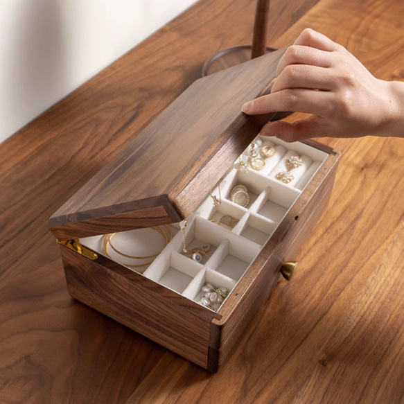 木製 大容量収納箱 アクセサリー収納 引き出し付きフリーボックス
