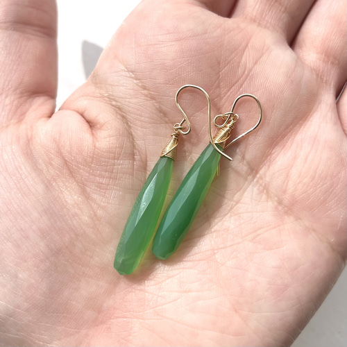 14kgfグリーンカラーオパールファセットカットピアス/イヤリング 14kgfグリーンカラーオパールファセットカットピアス/イヤリング