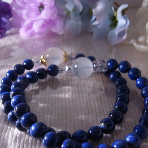 月の光。＊*大粒 ブルームーンストーン/ラピスラズリ＊愛を伝える月の