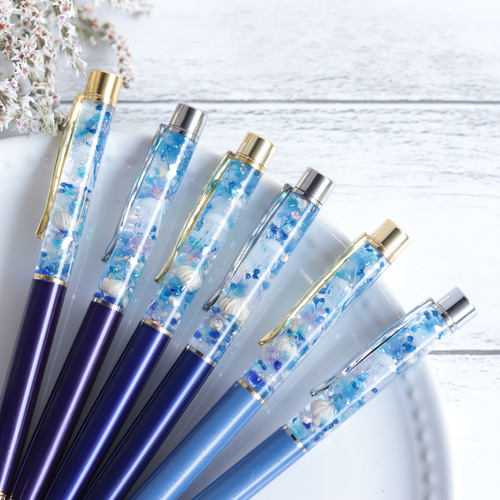 選べるグリップ】ハーバリウムボールペン～海月と水中花～無料