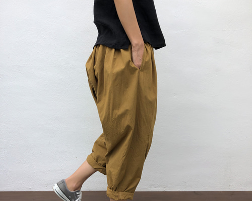 美品 ビアズリー コットンリネン ギャザーワイドパンツ F カーキ 美品 ビアズリー コットンリネン ギャザーワイドパンツ F カーキ