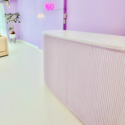 美容室 ネイルサロン レジカウンター レジ台 レセプションカウンター W1300オーバル型 オーダーメイド家具店舗什器 1枚目の画像