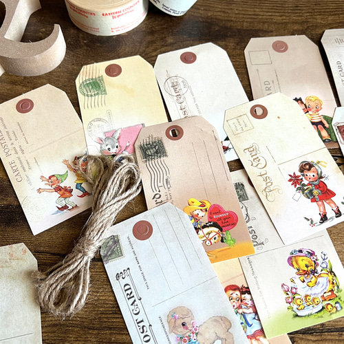 レトロ可愛い大きな荷札・カード・タグ・24枚入 その他素材 makita