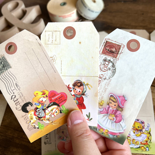 レトロ可愛い大きな荷札・カード・タグ・24枚入 その他素材 makita