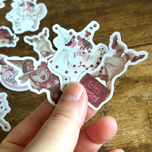 フレークシール・レトロなピエロ☆40枚入【mc】 シール・ステッカー