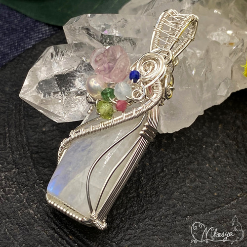 Silver Filled】【ワイヤーアクセサリー】ブルームーンストーン